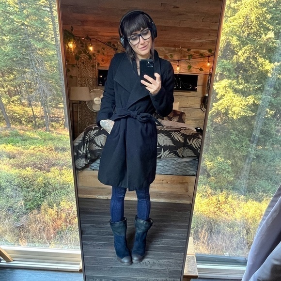 Eclipse, black  tie up trench coat pea coat size M - Picture 15 of 15